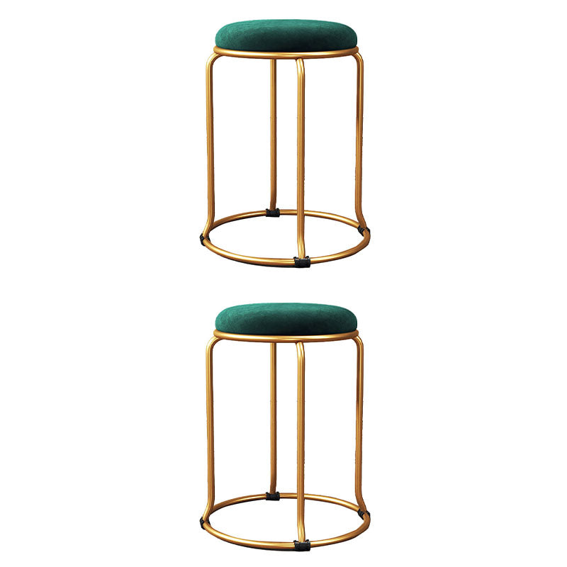 Glam Round Chair Ottoman Plain Velvet Metal Frame Scratch Sherpa Pouf