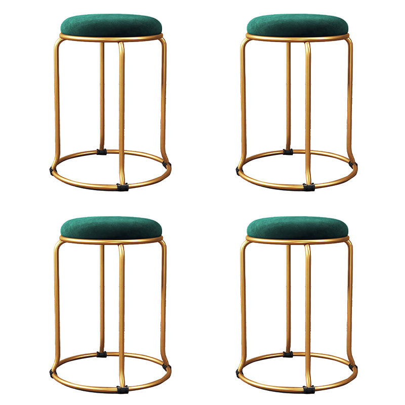 Glam Round Chair Ottoman Plain Velvet Metal Frame Scratch Sherpa Pouf