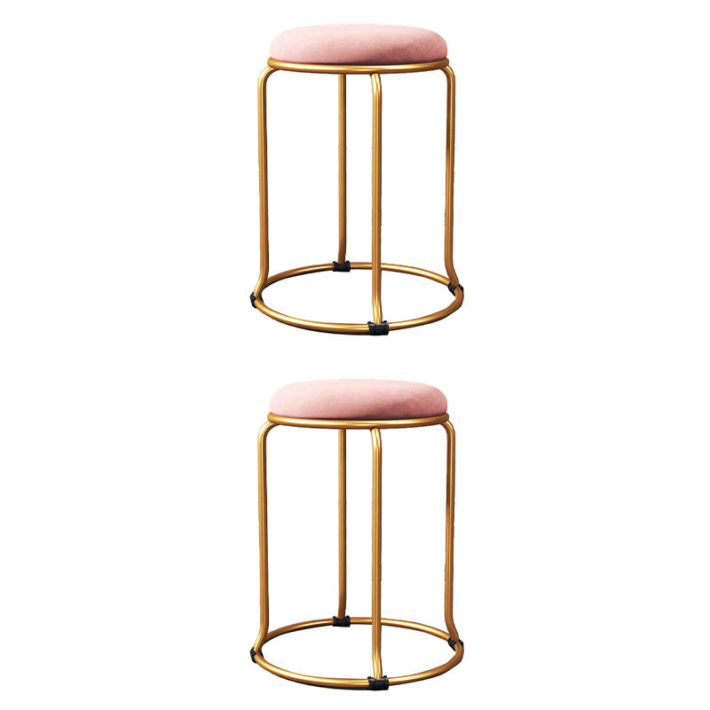 Glam Round Chair Ottoman Plain Velvet Metal Frame Scratch Sherpa Pouf