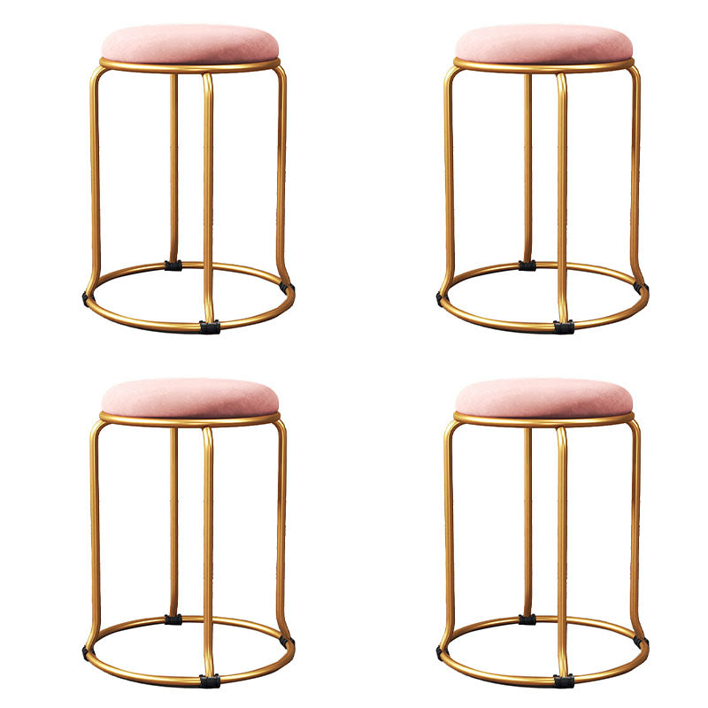 Glam Round Chair Ottoman Plain Velvet Metal Frame Scratch Sherpa Pouf