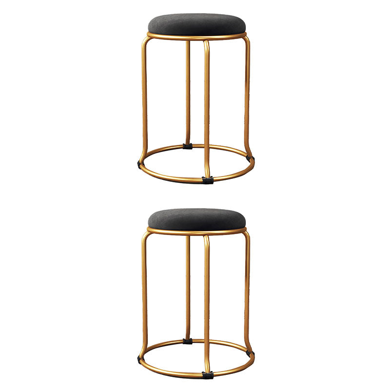 Glam Round Chair Ottoman Plain Velvet Metal Frame Scratch Sherpa Pouf