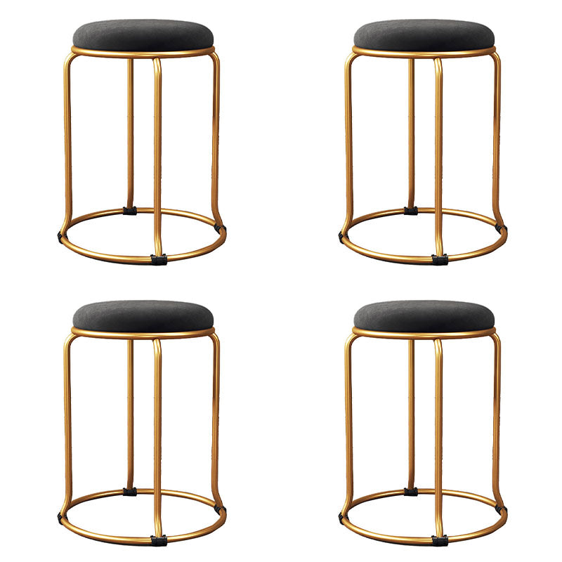 Glam Round Chair Ottoman Plain Velvet Metal Frame Scratch Sherpa Pouf