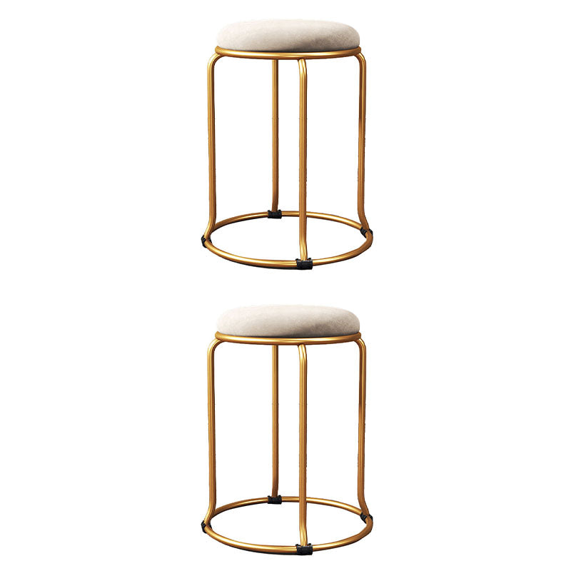 Glam Round Chair Ottoman Plain Velvet Metal Frame Scratch Sherpa Pouf