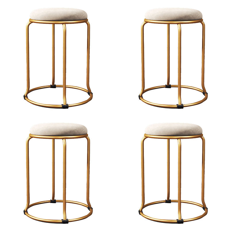 Glam Round Chair Ottoman Plain Velvet Metal Frame Scratch Sherpa Pouf