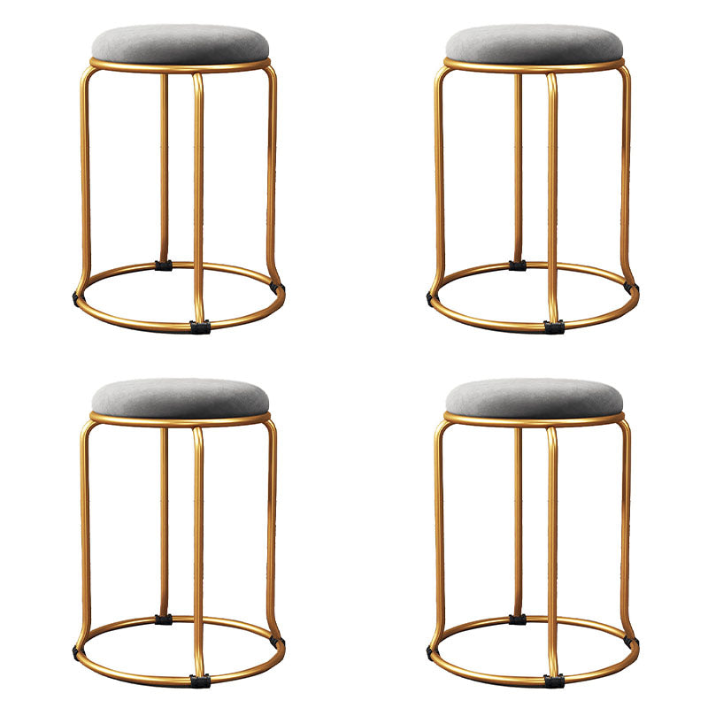 Glam Round Chair Ottoman Plain Velvet Metal Frame Scratch Sherpa Pouf