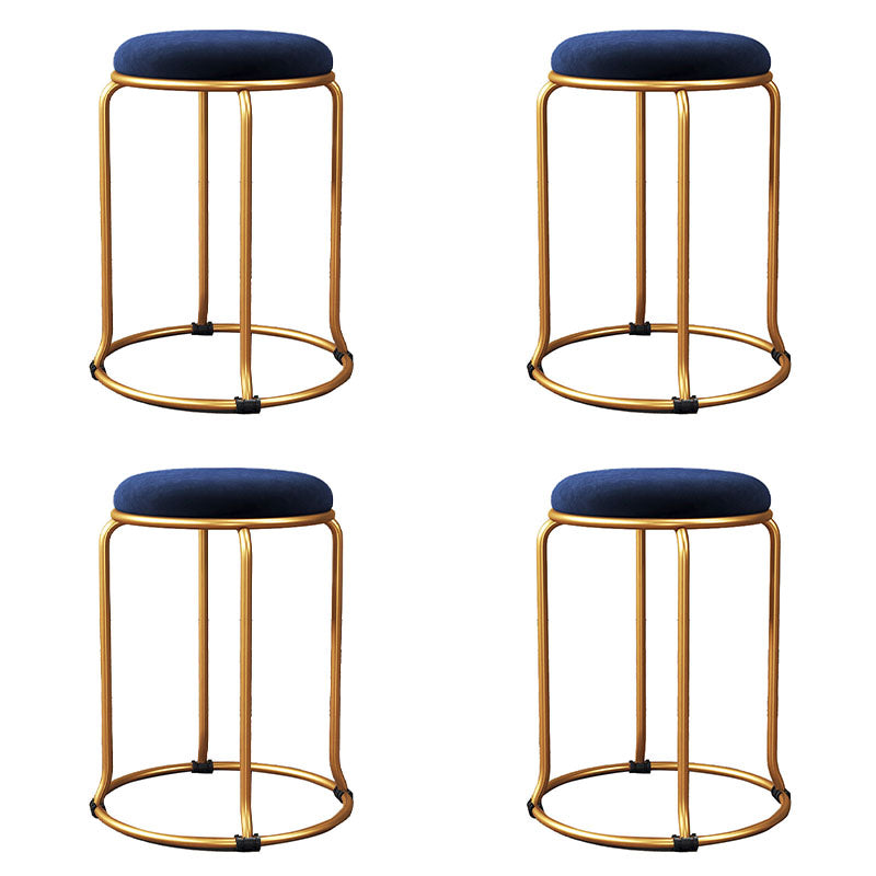 Glam Round Chair Ottoman Plain Velvet Metal Frame Scratch Sherpa Pouf