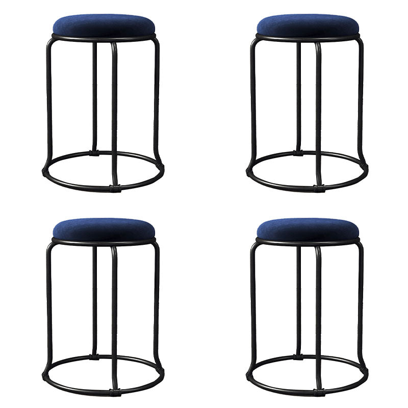 Glam Round Chair Ottoman Plain Velvet Metal Frame Scratch Sherpa Pouf