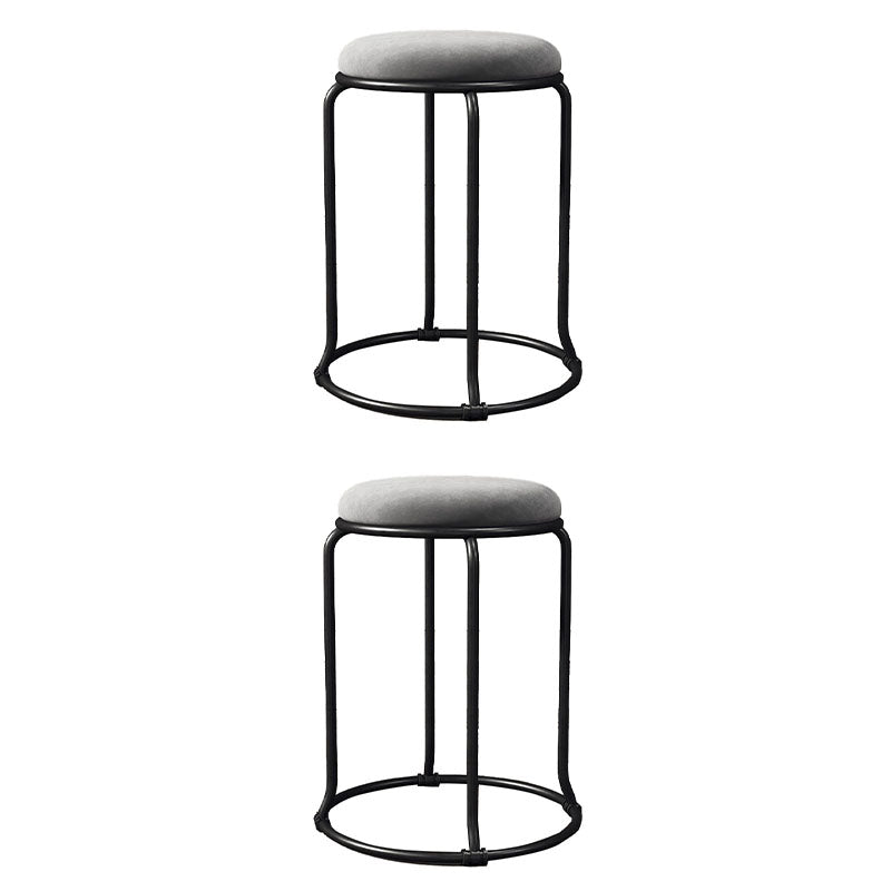 Glam Round Chair Ottoman Plain Velvet Metal Frame Scratch Sherpa Pouf