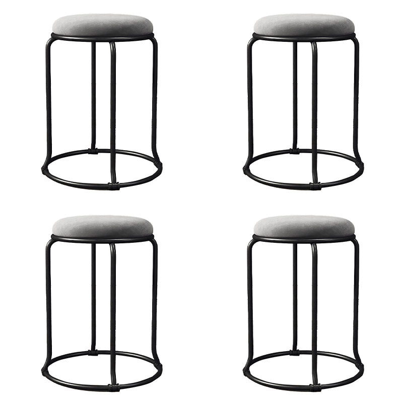 Glam Round Chair Ottoman Plain Velvet Metal Frame Scratch Sherpa Pouf