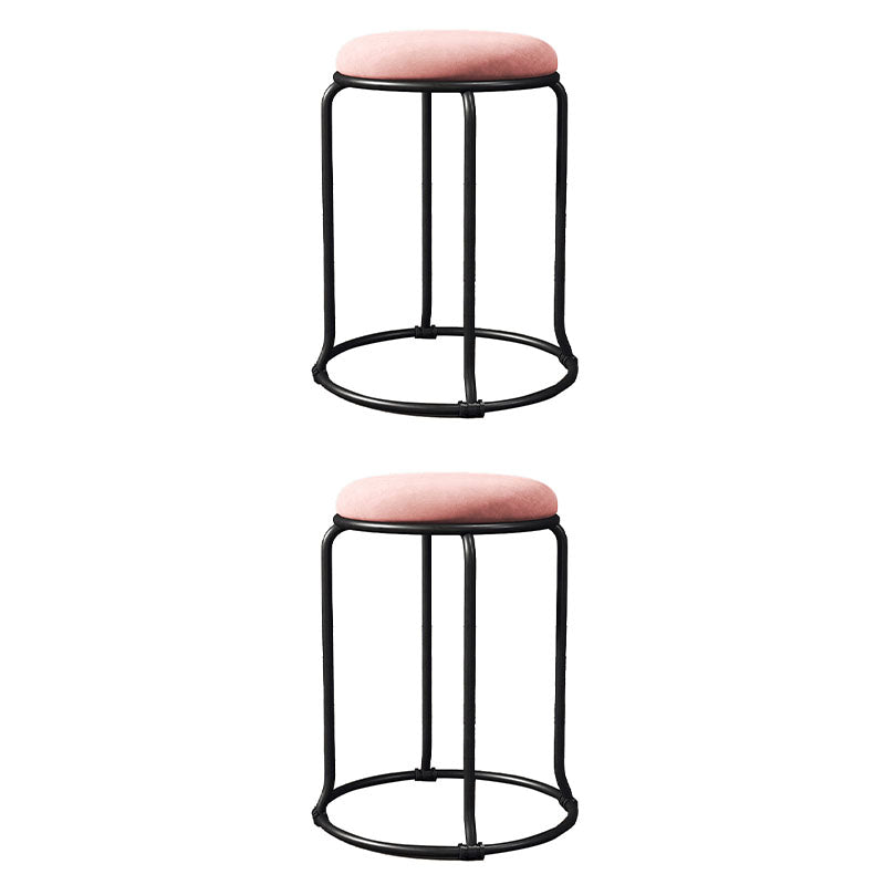 Glam Round Chair Ottoman Plain Velvet Metal Frame Scratch Sherpa Pouf