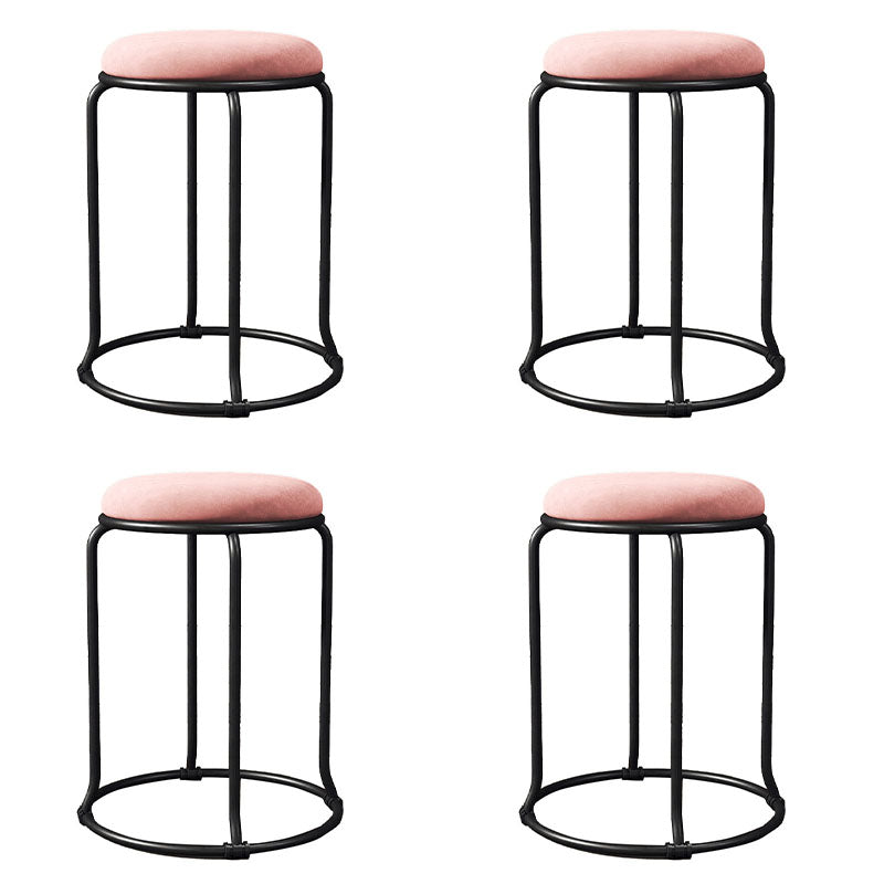 Glam Round Chair Ottoman Plain Velvet Metal Frame Scratch Sherpa Pouf