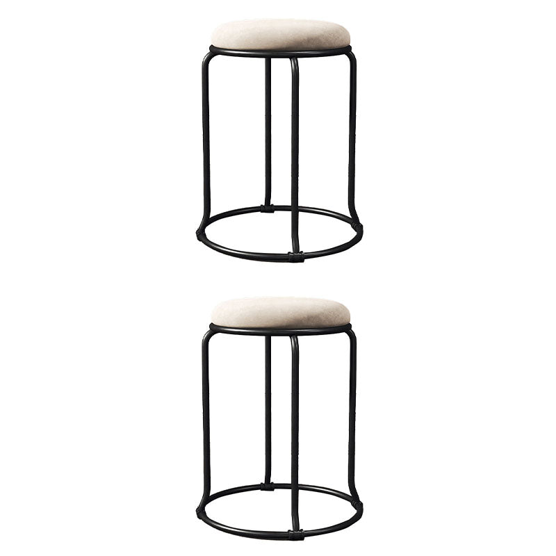 Glam Round Chair Ottoman Plain Velvet Metal Frame Scratch Sherpa Pouf