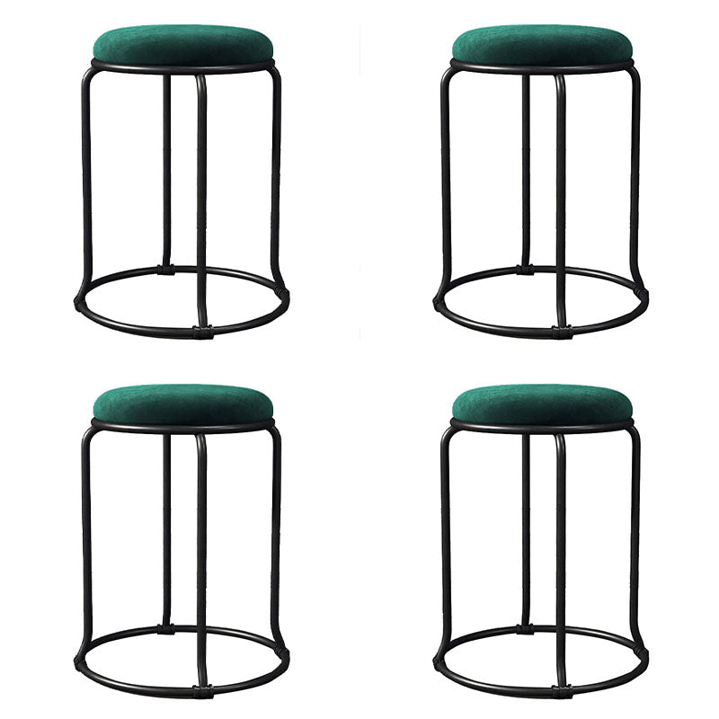 Glam Round Chair Ottoman Plain Velvet Metal Frame Scratch Sherpa Pouf