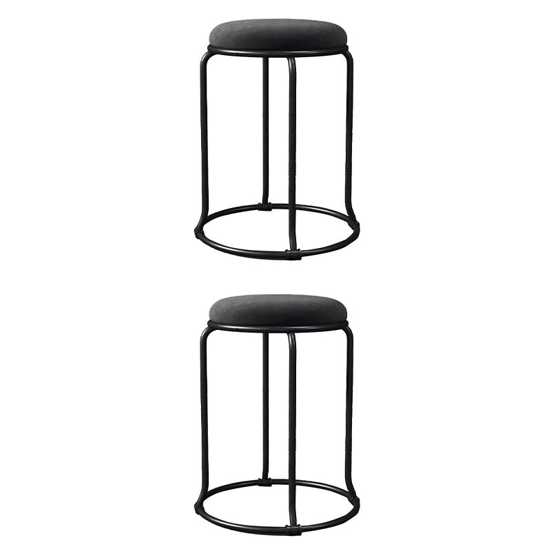 Glam Round Chair Ottoman Plain Velvet Metal Frame Scratch Sherpa Pouf