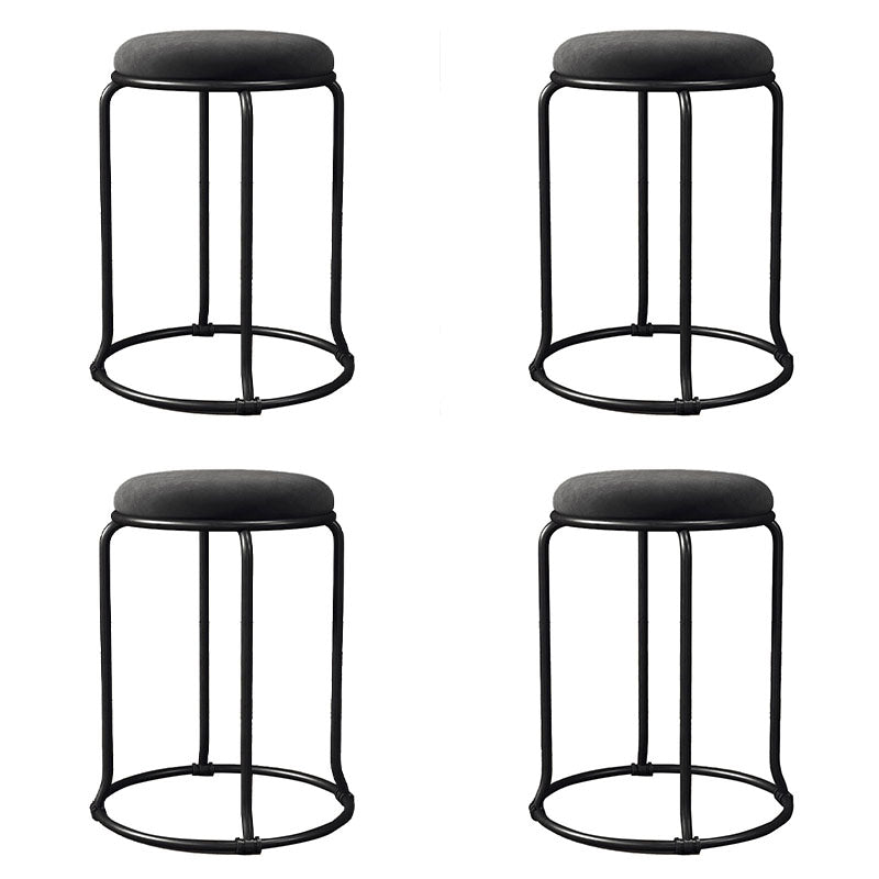 Glam Round Chair Ottoman Plain Velvet Metal Frame Scratch Sherpa Pouf