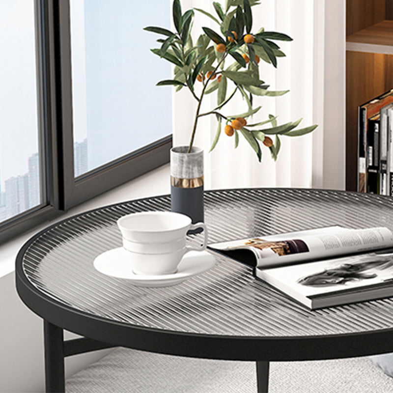 Minimalism 4 Legs Coffee Table Glass Top Coffee Cocktail Table with Shelf