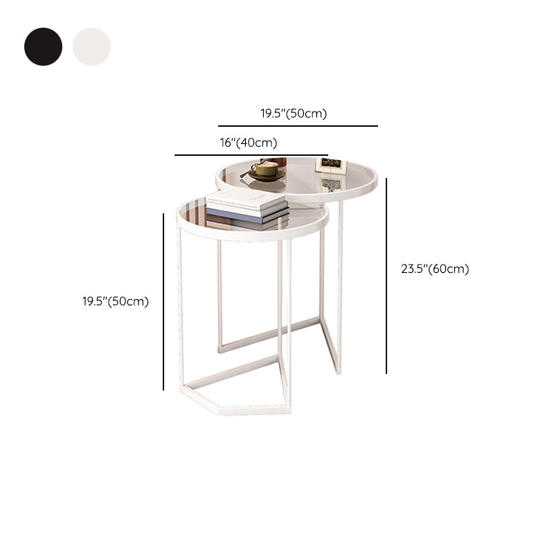 Minimalism Coffee Table Set Glass Round 2-Piece Coffee Cocktail Table