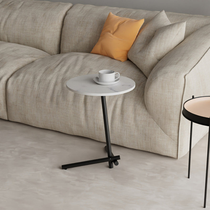 Contemporary Slate and Metal Single Coffee Table Frame Round Glam Coffee Table