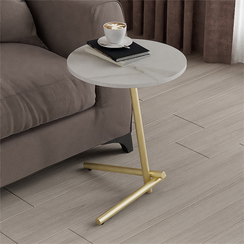 Contemporary Slate and Metal Single Coffee Table Frame Round Glam Coffee Table