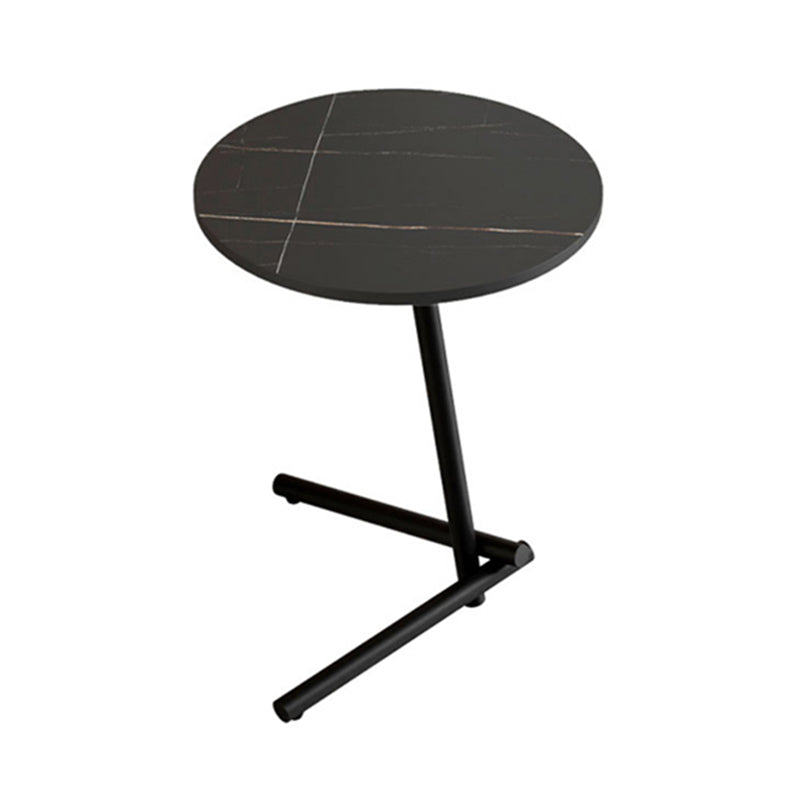 Contemporary Slate and Metal Single Coffee Table Frame Round Glam Coffee Table