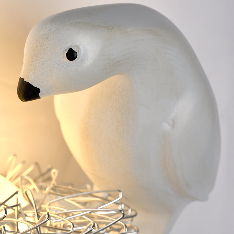 Animal Bird Nest Gnonce Light avec des pigeons et des œufs lampe murale en aluminium en blanc pour la chambre d'enfant