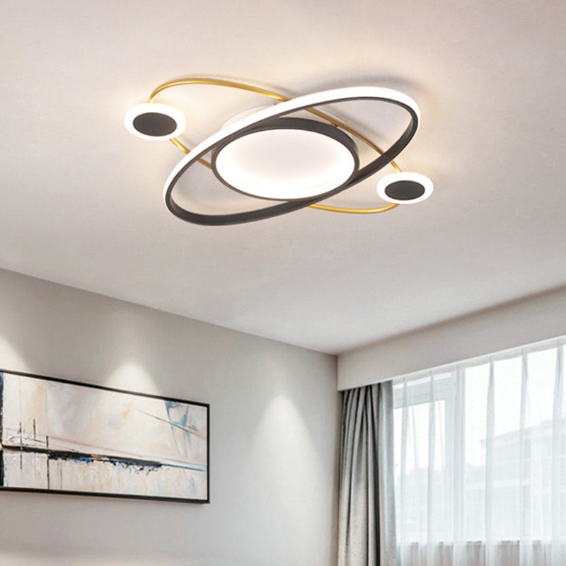 White Universe Flush Mount Ceiling Light Nordic LED Acrylic Lighting Fixture for Living Room in Warm/White Light