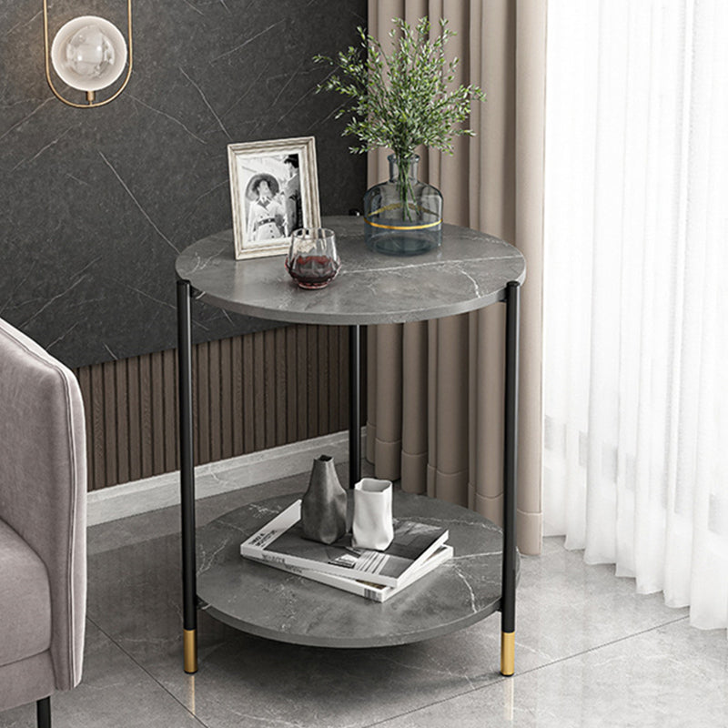 Modern Slate and Metal Single Coffee Table Frame Round Glam Coffee Table