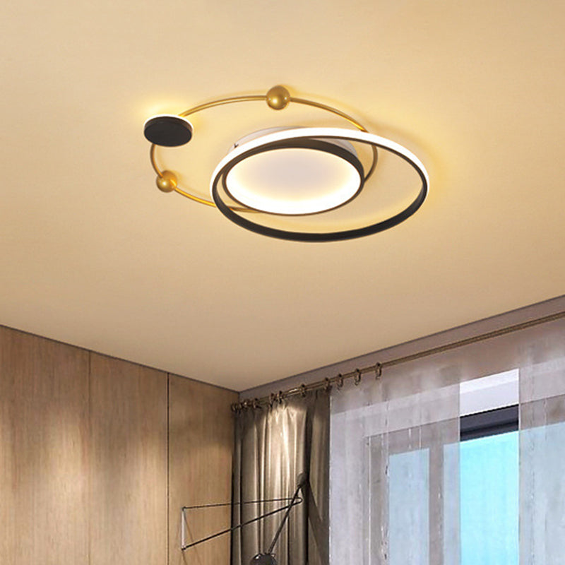 Acrylic Universe Flush Light Fixture Cartoon Style LED Close to Ceiling Lamp in Gold, White/Warm Light