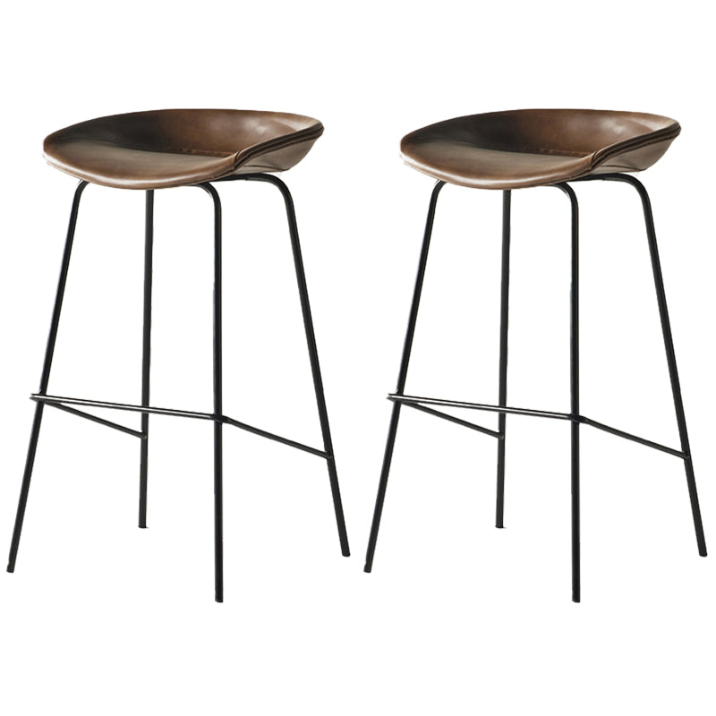 Modern Backrest Armless Counter Stool Iron Bar Stool with Pedal for Cafe