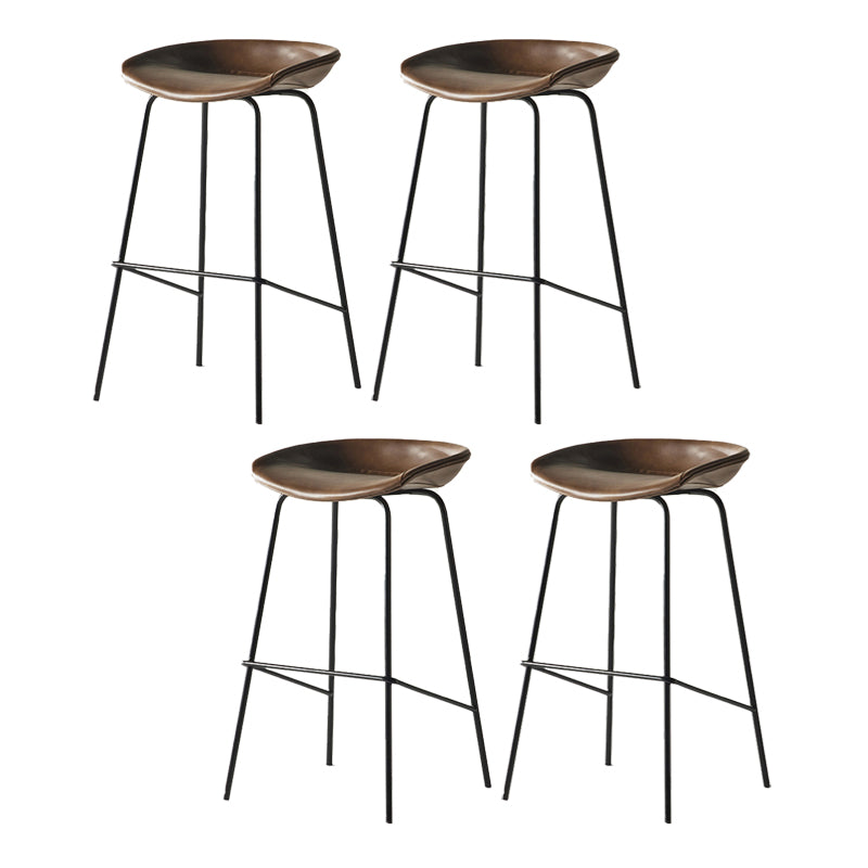 Modern Backrest Armless Counter Stool Iron Bar Stool with Pedal for Cafe