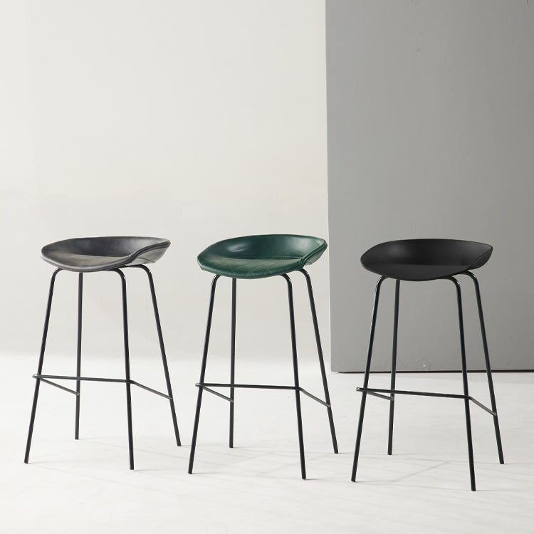 Modern Backrest Armless Counter Stool Iron Bar Stool with Pedal for Cafe