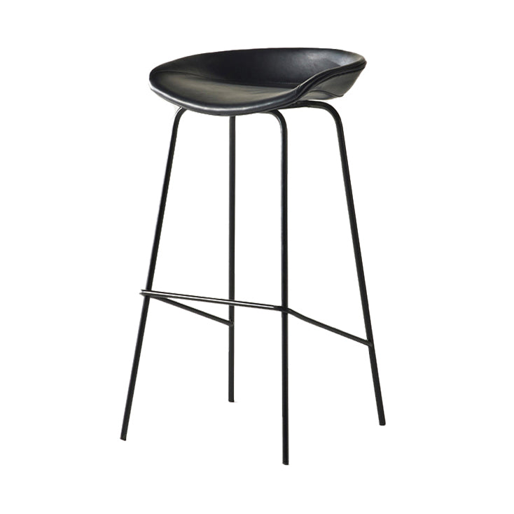 Modern Backrest Armless Counter Stool Iron Bar Stool with Pedal for Cafe