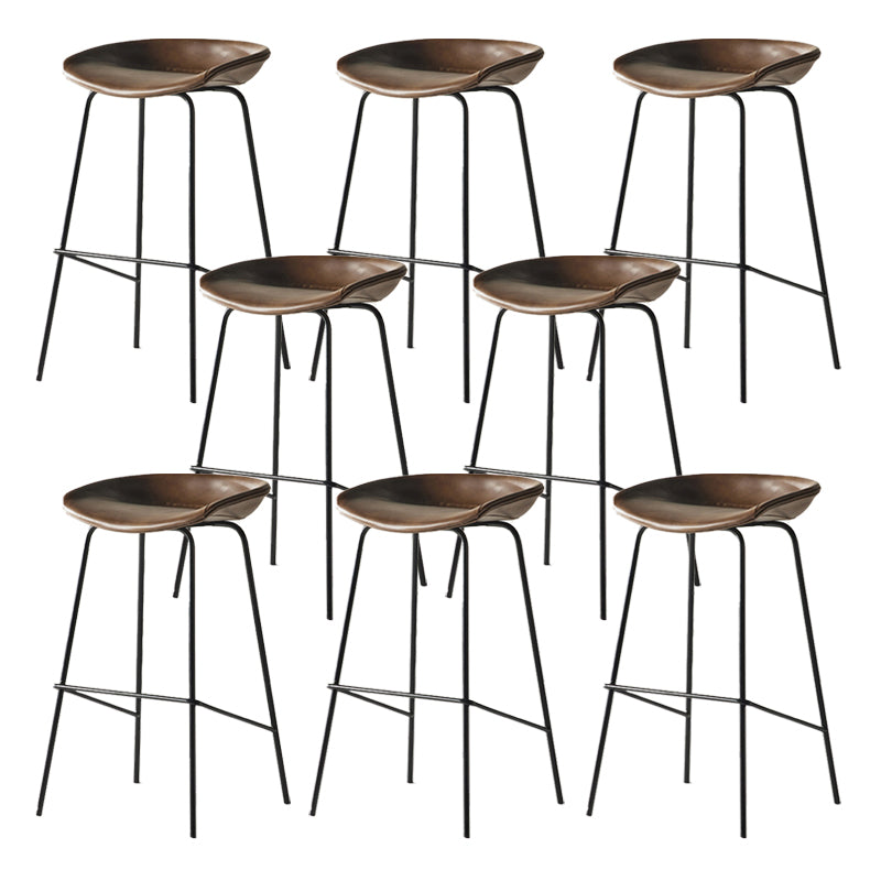 Modern Backrest Armless Counter Stool Iron Bar Stool with Pedal for Cafe