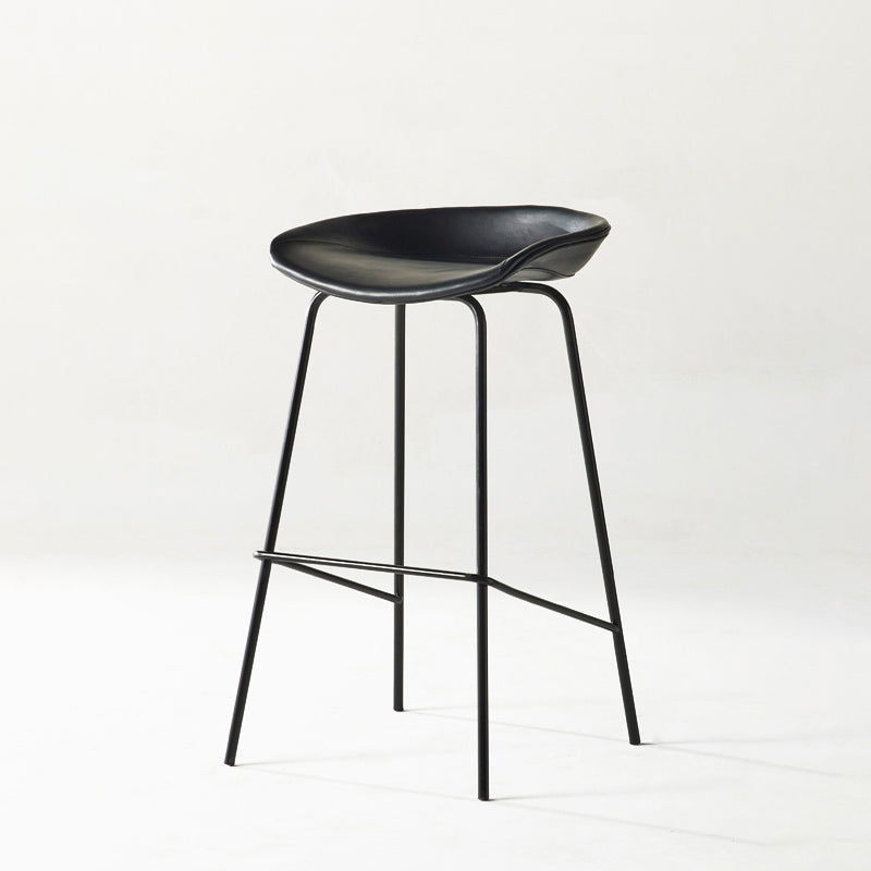 Modern Backrest Armless Counter Stool Iron Bar Stool with Pedal for Cafe