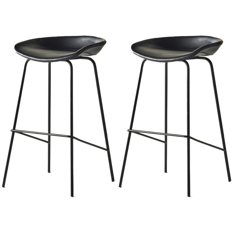 Modern Backrest Armless Counter Stool Iron Bar Stool with Pedal for Cafe