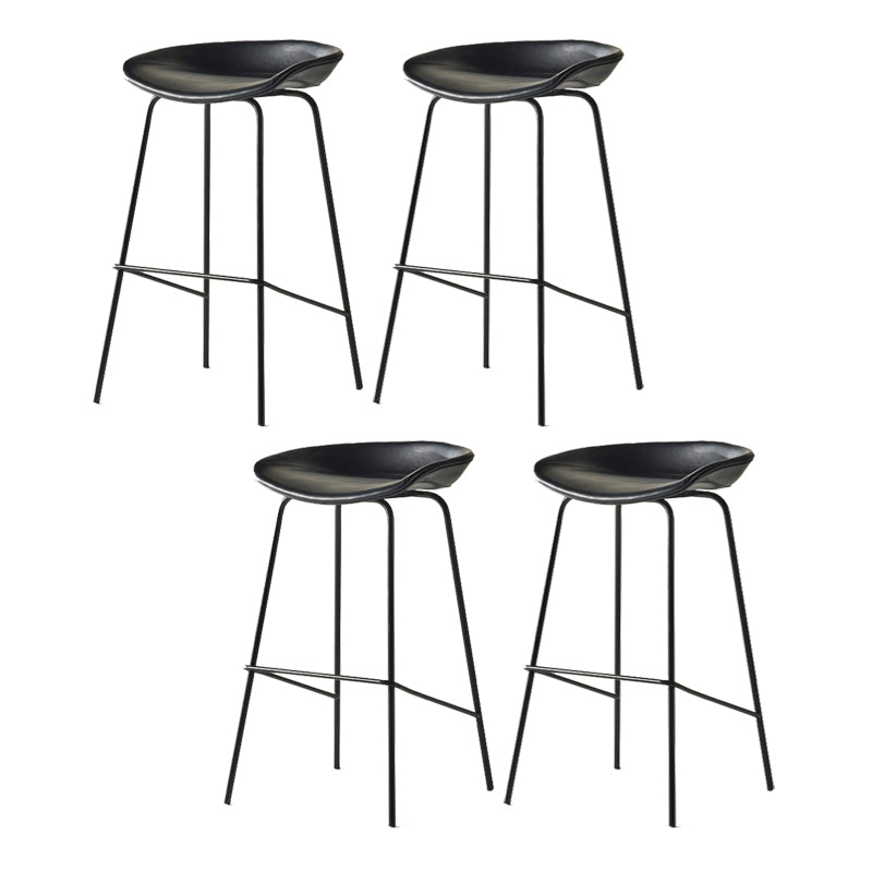 Modern Backrest Armless Counter Stool Iron Bar Stool with Pedal for Cafe