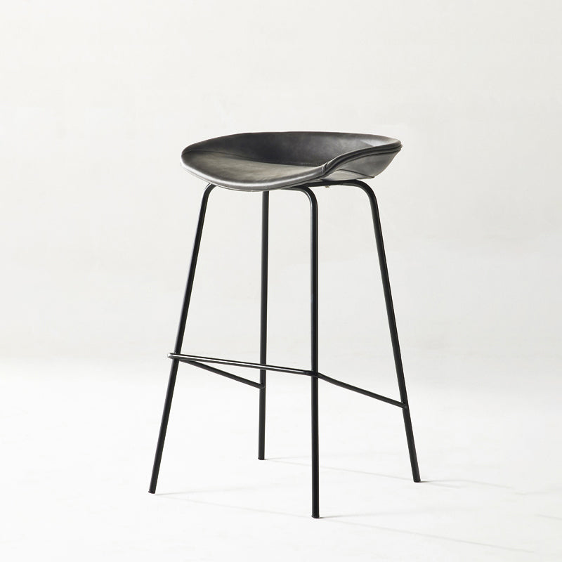 Modern Backrest Armless Counter Stool Iron Bar Stool with Pedal for Cafe