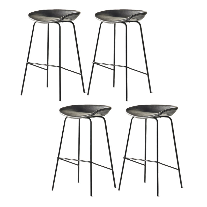Modern Backrest Armless Counter Stool Iron Bar Stool with Pedal for Cafe