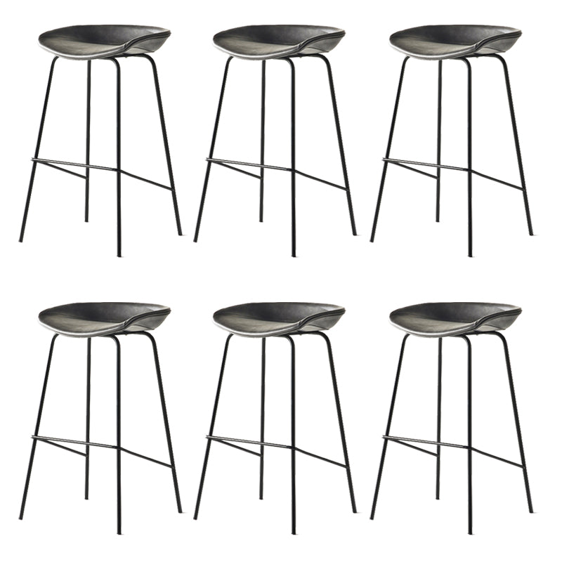 Modern Backrest Armless Counter Stool Iron Bar Stool with Pedal for Cafe
