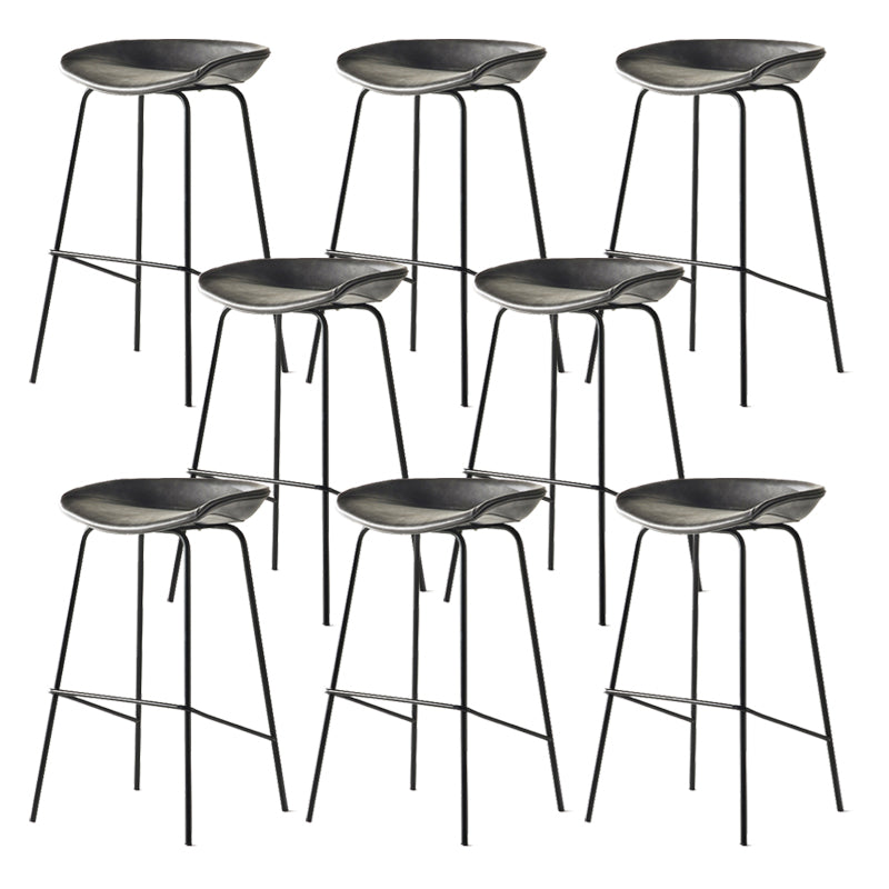 Modern Backrest Armless Counter Stool Iron Bar Stool with Pedal for Cafe