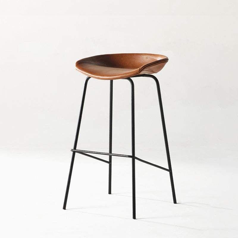Modern Backrest Armless Counter Stool Iron Bar Stool with Pedal for Cafe