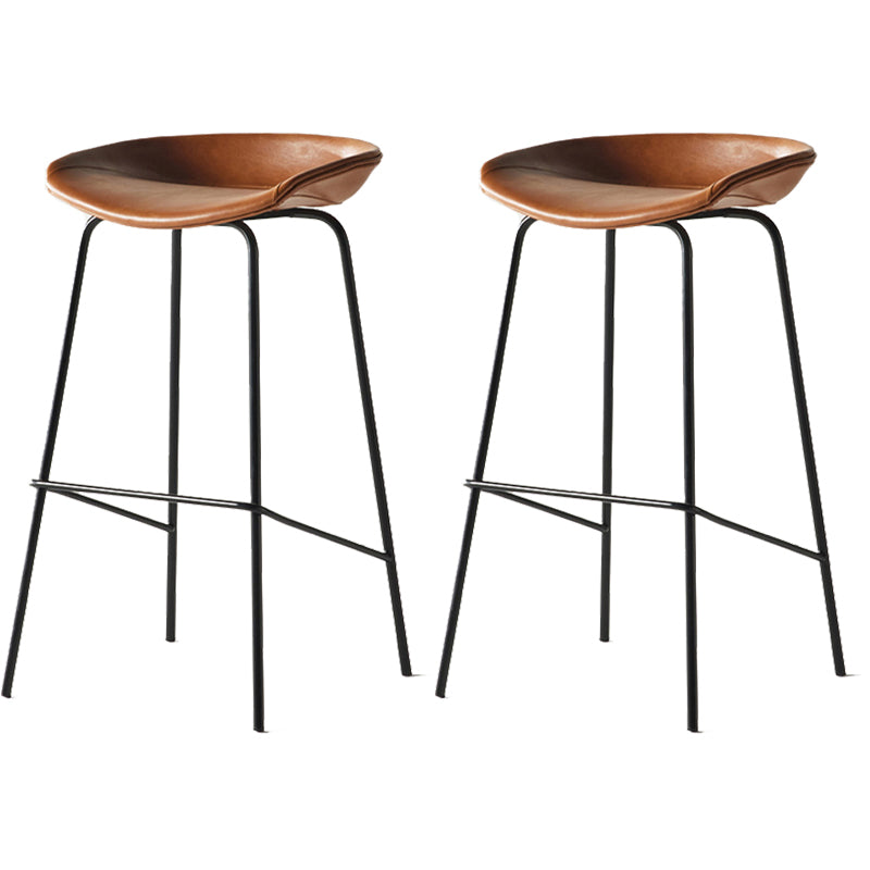 Modern Backrest Armless Counter Stool Iron Bar Stool with Pedal for Cafe