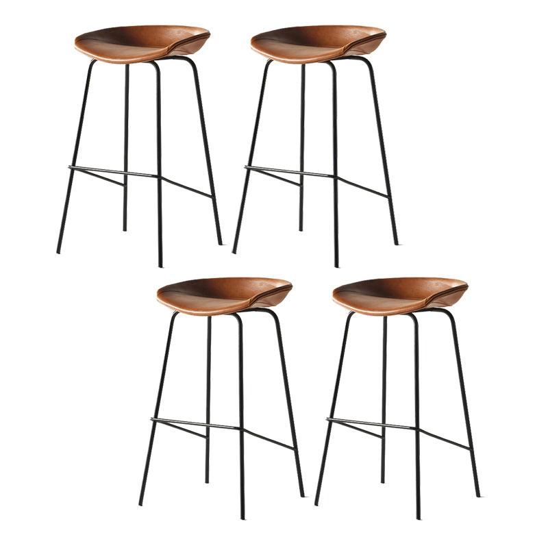 Modern Backrest Armless Counter Stool Iron Bar Stool with Pedal for Cafe