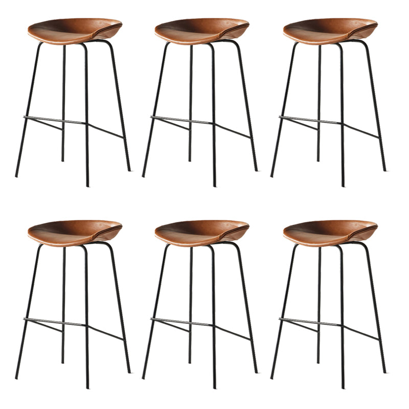 Modern Backrest Armless Counter Stool Iron Bar Stool with Pedal for Cafe