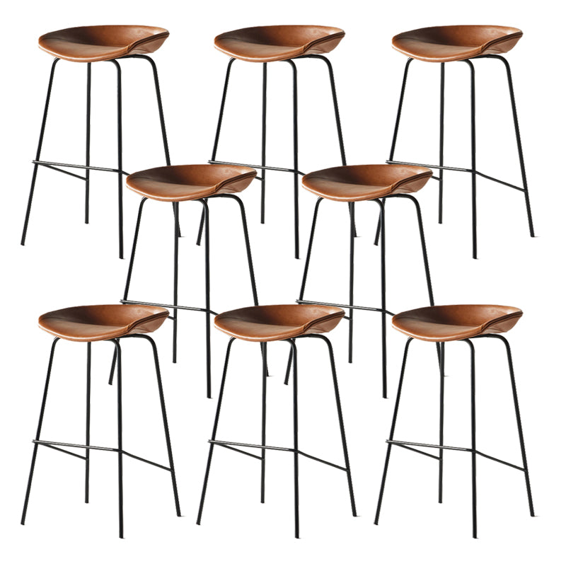 Modern Backrest Armless Counter Stool Iron Bar Stool with Pedal for Cafe