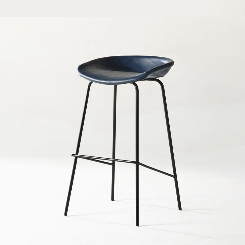 Modern Backrest Armless Counter Stool Iron Bar Stool with Pedal for Cafe