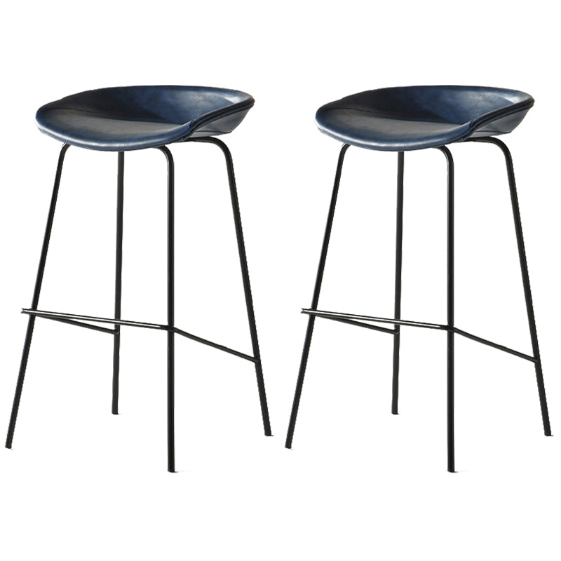 Modern Backrest Armless Counter Stool Iron Bar Stool with Pedal for Cafe
