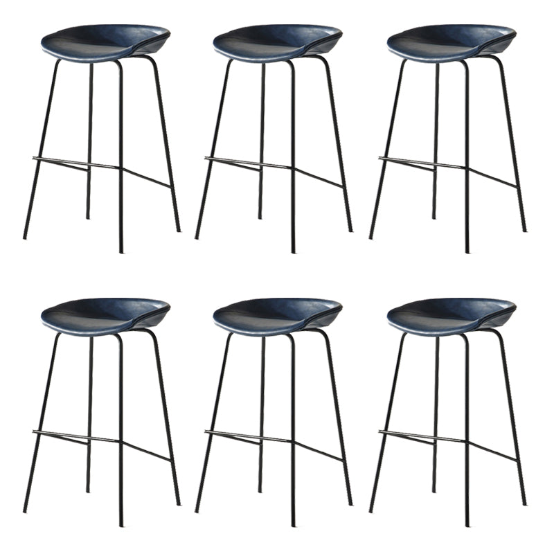 Modern Backrest Armless Counter Stool Iron Bar Stool with Pedal for Cafe