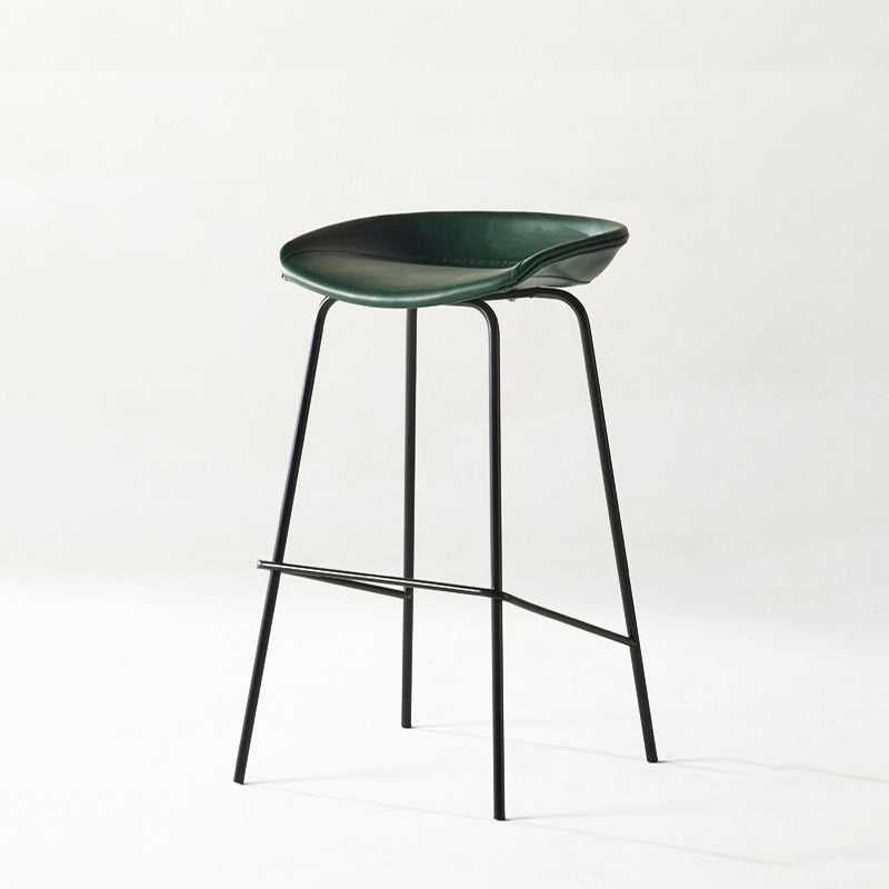 Modern Backrest Armless Counter Stool Iron Bar Stool with Pedal for Cafe