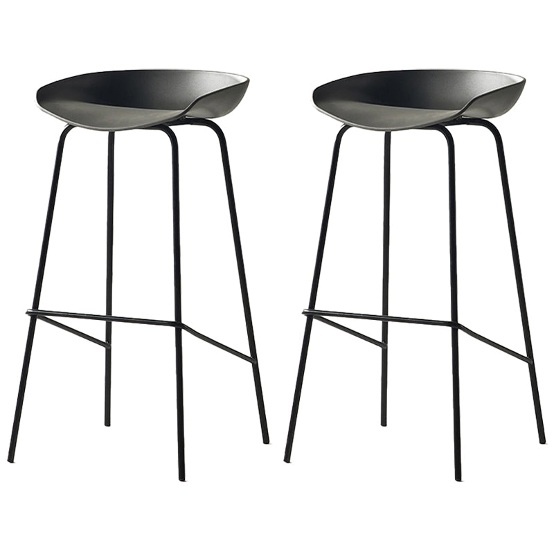 Modern Backrest Armless Counter Stool Iron Bar Stool with Pedal for Cafe